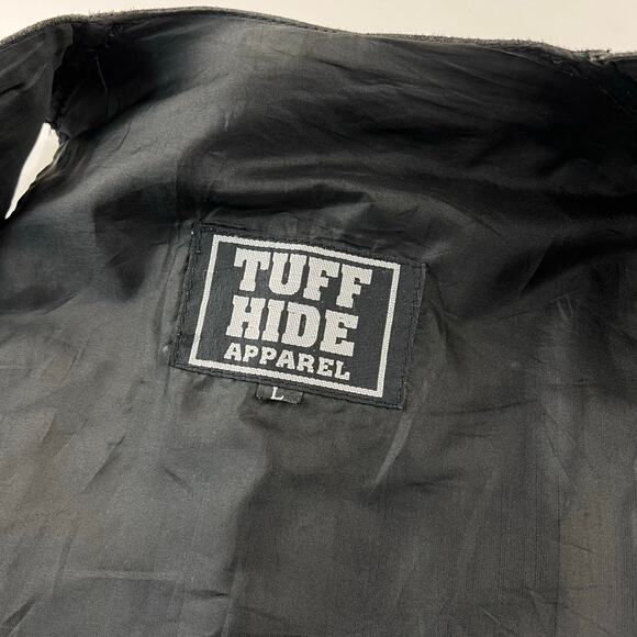 Tuff Hide Apparel Vintage Black Leather Motorcycle Vest Men's size Large - Picture 3 of 8